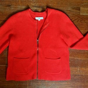 **Loft** GORGEOUS medium orange zip-up sweater